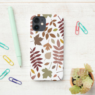 Funda Para iPhone 12 Mini Cae en blanco el patrón Lg de hojas caídas