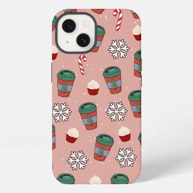 Funda Para iPhone Café de muérdago de Navidad estético (Reverso )