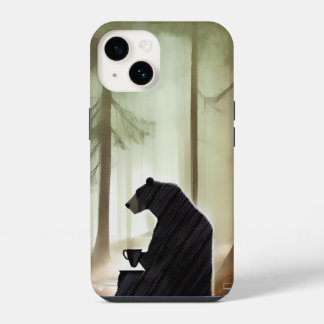 Funda Para iPhone 14 Café para beber oso en los bosques