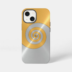 Funda Para iPhone 13 Mini Caja de metal brillante de acero inoxidable dorado