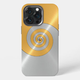Funda Para iPhone 13 Pro Caja de metal brillante de acero inoxidable dorado