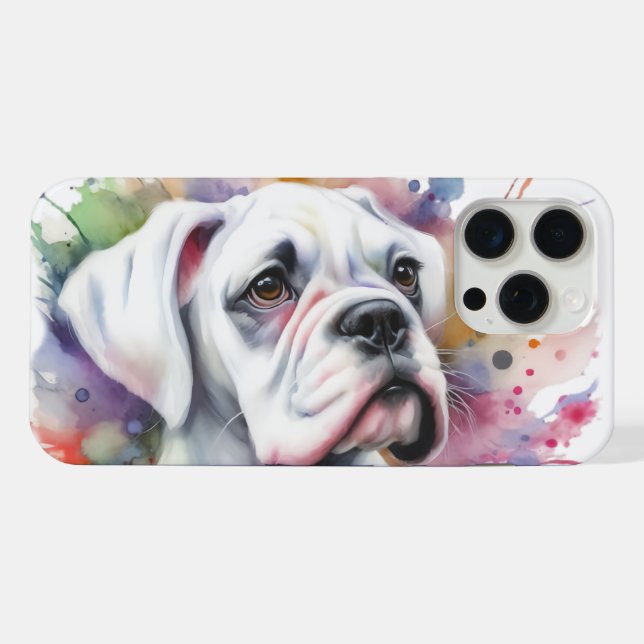 Funda Para iPhone Caja de perro boxeador salpicada de tinta alegre  (Reverso Horizontal)