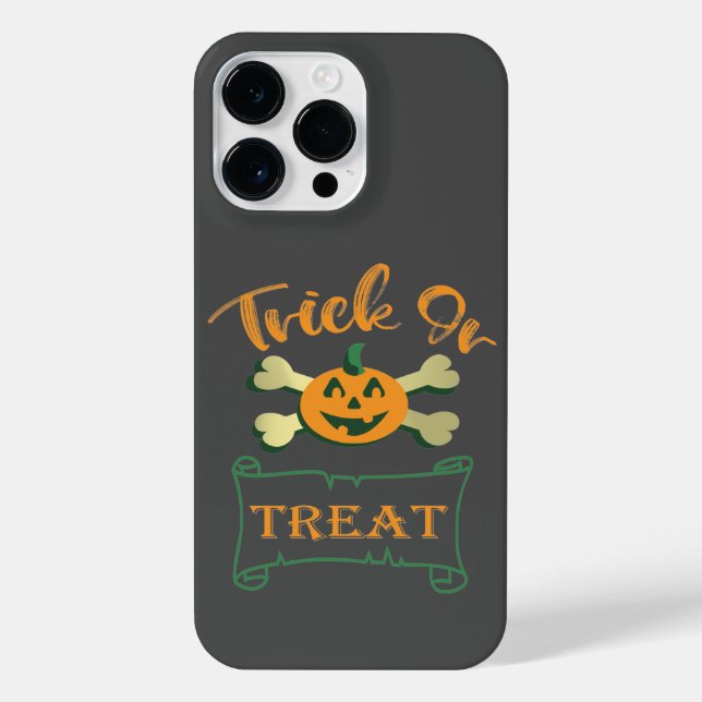 Funda Para iPhone Calabaza de Halloween con truco o tratar cruces (Reverso)
