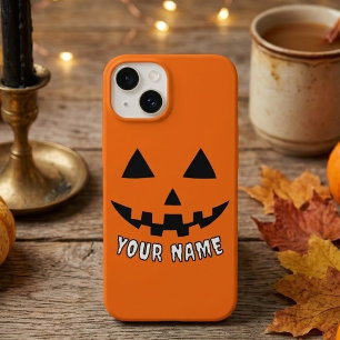Funda Para iPhone 14 Calabaza Naranja Personalizada de Halloween con Tu