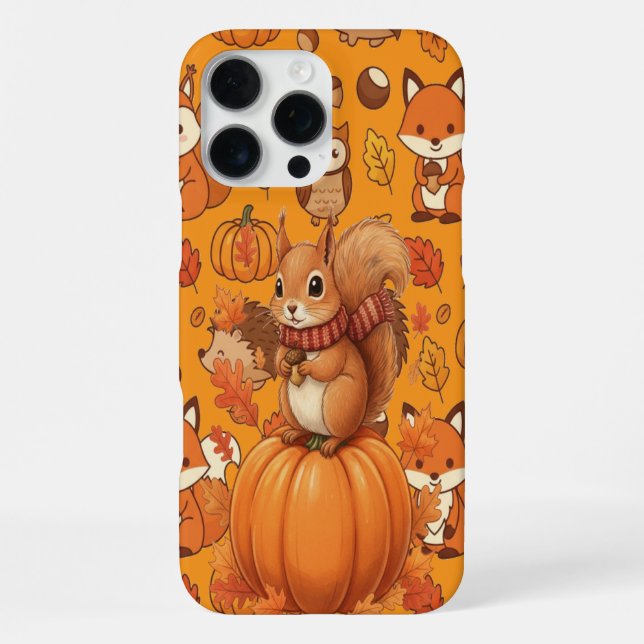 Funda Para iPhone Calabaza Otoño y La Ardilla (Reverso )