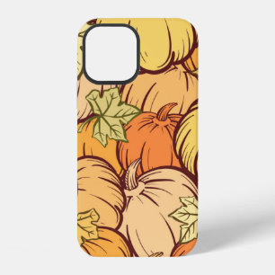 Funda Para iPhone 12 Calabaza vintage dibujada a mano y patrón continuo