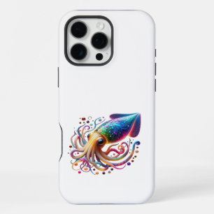Funda Para iPhone 16 Pro Max Calamar Neon Vibrante – Creatura de Mar Profundo C