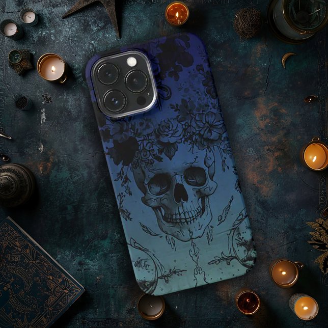 Funda Para iPhone Calavera azul y floral (Subido por el creador)
