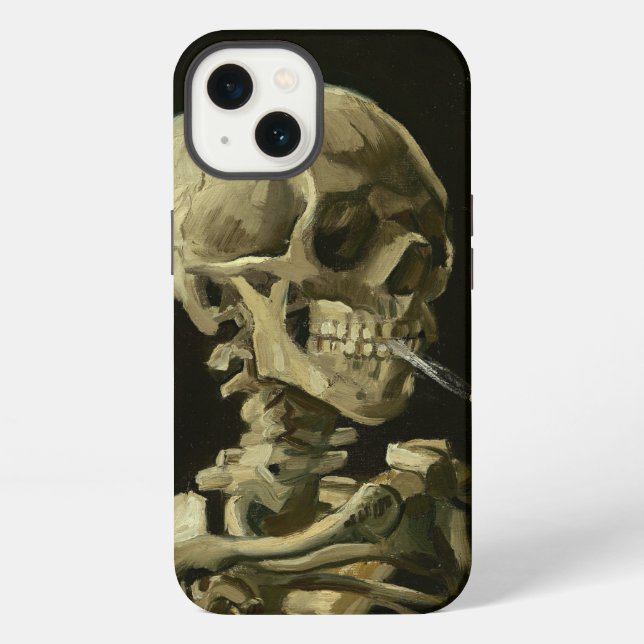 Funda Para iPhone Calavera con cigarrillo Van Gogh (Reverso )