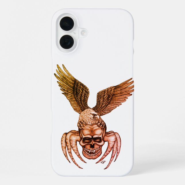 Funda Para iPhone Calavera de araña con águila (Reverso )