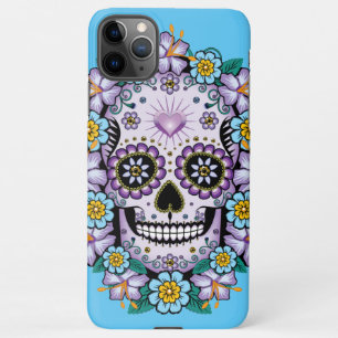 Funda Para iPhone 11Pro Max Calavera de azúcar morado con flores
