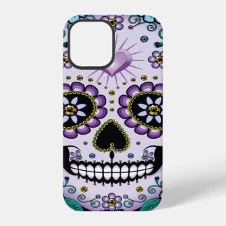 Funda Para iPhone 12 Pro Calavera de azúcar morado con flores