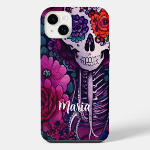 Funda Para iPhone 14 Plus Calavera de azúcar personalizada Día de los Muerto