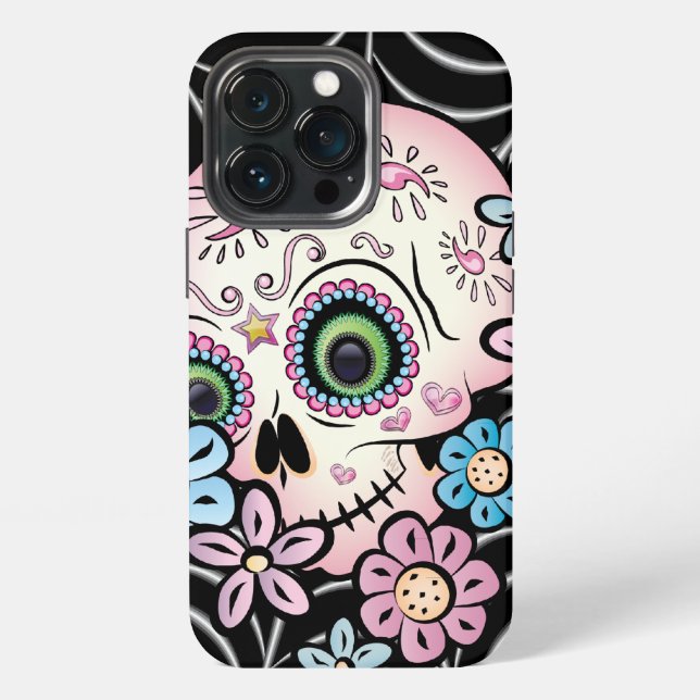 Funda Para iPhone Calavera dulce de azúcar (Reverso )