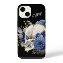 Calavera floral azul personalizada