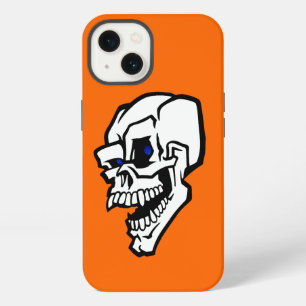 Calavera Malvada Blanca de Halloween con Ojos Azul
