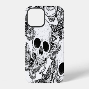 Funda Para iPhone 12 Calavera, mariposas: patrón de cosecha a mano
