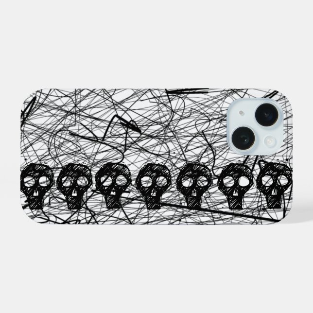 Funda para iPhone Calavera Negro Rascado (Reverso Horizontal)