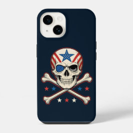 Funda Para iPhone 14 Calavera patriótica y bandera de los Estados Unido