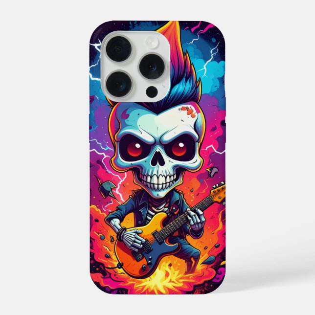 Funda Para iPhone Calavera roquera con mohicano (Reverso )