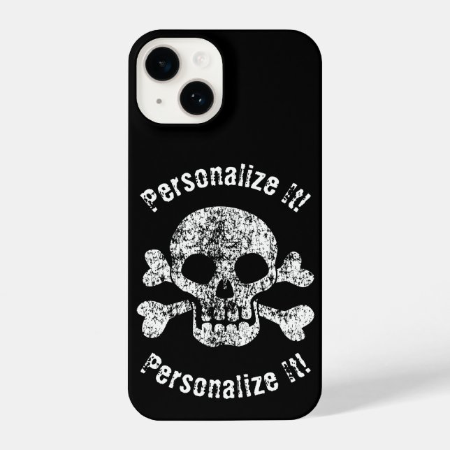Funda Para iPhone Calavera y huesos cruzados gastados (Reverso )