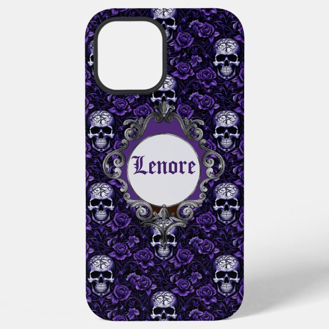 Funda Para iPhone Calaveras y Flores Purpúreas (Reverso )