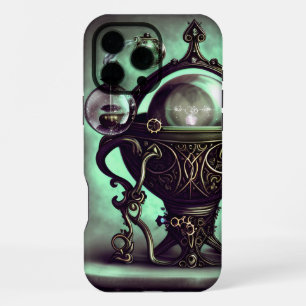Funda Para iPhone 16 Pro Max Caldero ornamentado con bola de cristal verde y or