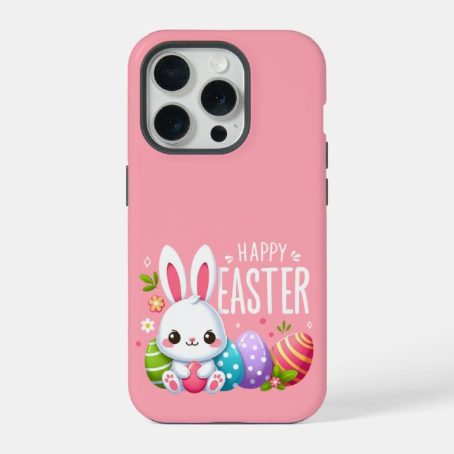 Funda Para iPhone Cálido, rosa, conejito de Pascua (Reverso )