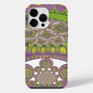 Funda Para iPhone 14 Pro Max Calidoscopio Tradicional Africano de Púrpura y Ama