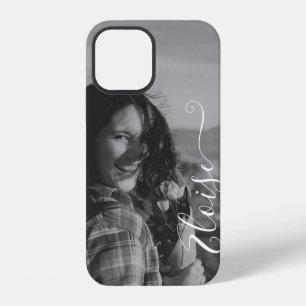 Funda Para iPhone 12 Caligrafía de plantilla de fotografía corta nombre