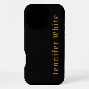 Funda Para iPhone 16 Pro Max Caligrafía Elegante Retro Nombre en Dorado y Negro