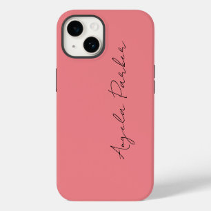 Funda Para iPhone 14 Caligrafía Sencilla Rosa Profesional Nombre