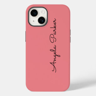 Funda Para iPhone 14 Caligrafía Sencilla Rosa Profesional Nombre