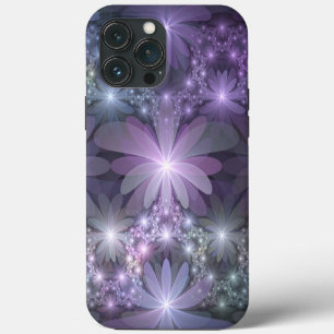 Funda Para iPhone 13 Pro Max Cama de flores arte fractal abstracto brillante de