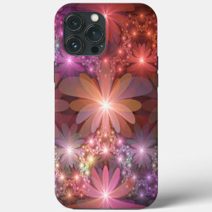 Funda Para iPhone 13 Pro Max Cama De Flores Colorido Brillante Arte Fractal Abs