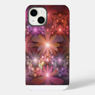 Funda Para iPhone 14 Cama De Flores Colorido Brillante Arte Fractal Abs