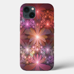 Cama De Flores Colorido Brillante Arte Fractal Abs