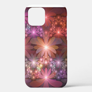 Funda Para iPhone 12 Cama De Flores Colorido Brillante Arte Fractal Abs