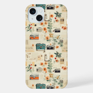 Cámara Vintage Radio Floral Azul Turquesa Naranja 