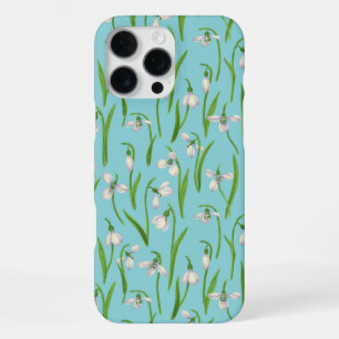Funda Para iPhone 16 Pro Max Campanillas de invierno sobre azul piscina