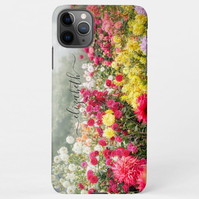 Funda Para iPhone Campo de flores de Dahlia (Reverso)
