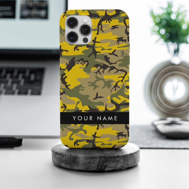 Funda Para iPhone Camuflaje amarillo y verde Tu nombre Personaliza (Subido por el creador)