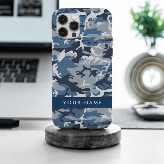 Funda Para iPhone Camuflaje azul de nieve de invierno Tu nombre pers (Subido por el creador)