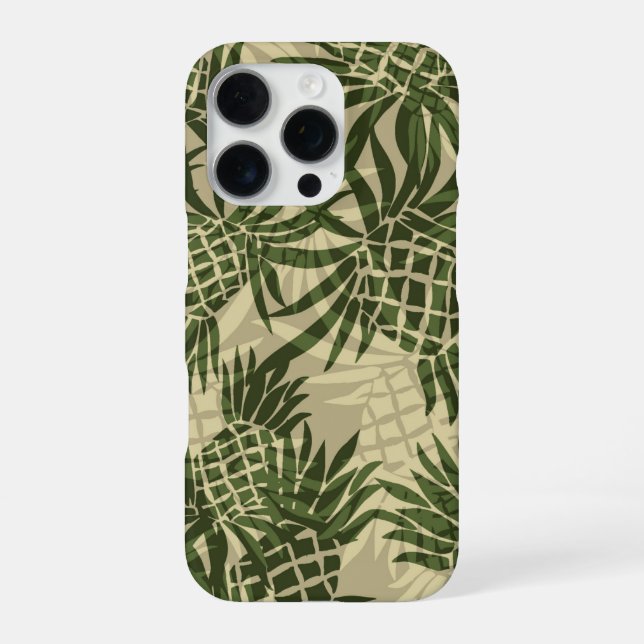 Funda Para iPhone Camuflaje de piña hawaiano oliva (Reverso)