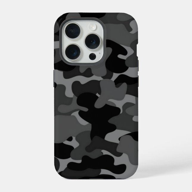 Funda Para iPhone Camuflaje Gris Negro (Reverso )