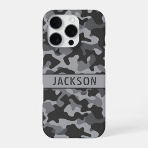 Funda Para iPhone 16 Pro Camuflaje Gris Personalizado