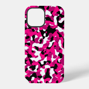 Funda Para iPhone 12 Pro camuflaje negro rosa y blanco