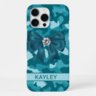 Funda Para iPhone 16 Pro Max Camuflaje personalizado de turquesa brillante