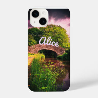 Funda Para iPhone 14 Canal at Brecon, Wales in summer plus your name