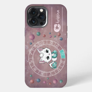 Funda Para iPhone 13 Pro Max Cáncer del Zodiaco Rueda de Gato Lindo Planeta Ast